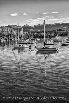 Boats on Lake Granby in Black and White 623-1