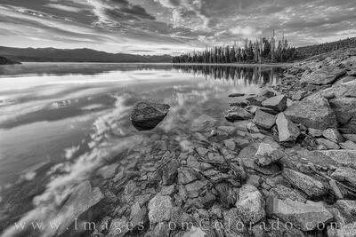 Lake Granby Sunrise Black and White  625-2