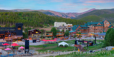 Panorama of Winter Park Base on a Summer evening.