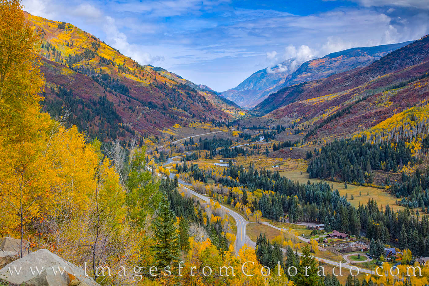 Highway 133 runs up and over McClure Pass, In October, the aspen’s leaves turn gold and the landscape is stunning, as seen...
