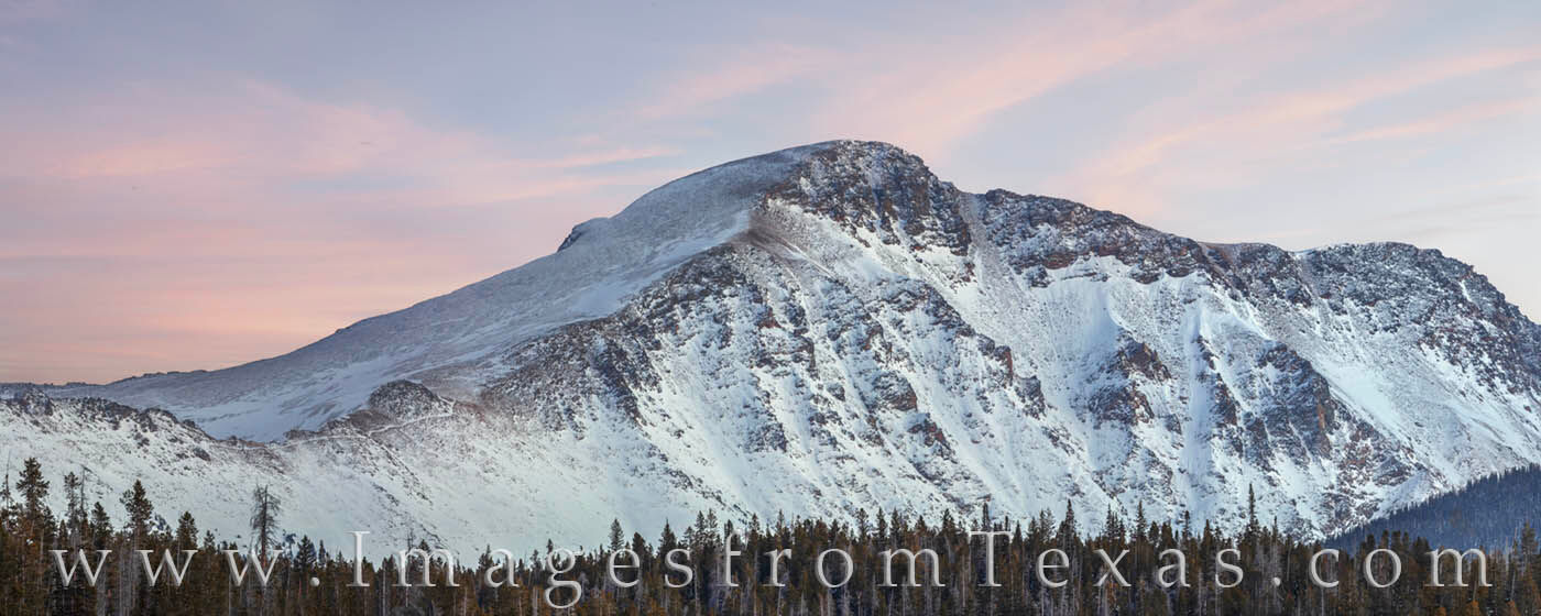 James Peak rises 13,294' into the cold January air on a beautiful evening. Taken with a 400mm lens, this view looks from Winter...
