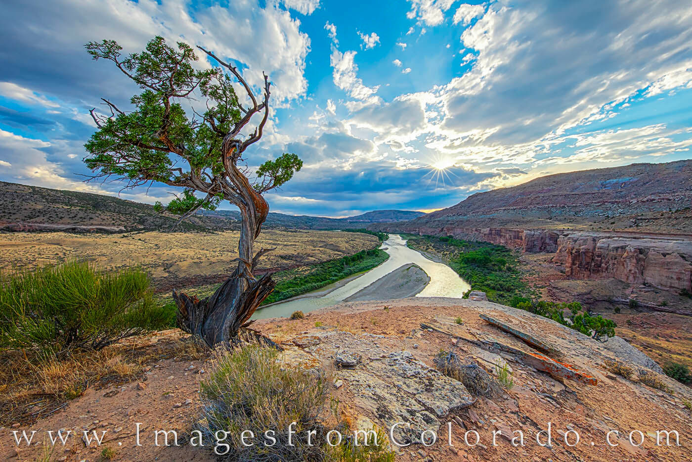 Colorado River sunset from an overlook along the Kokopelli Trail is a beautiful thing to take in. This view overlooking the canyon...