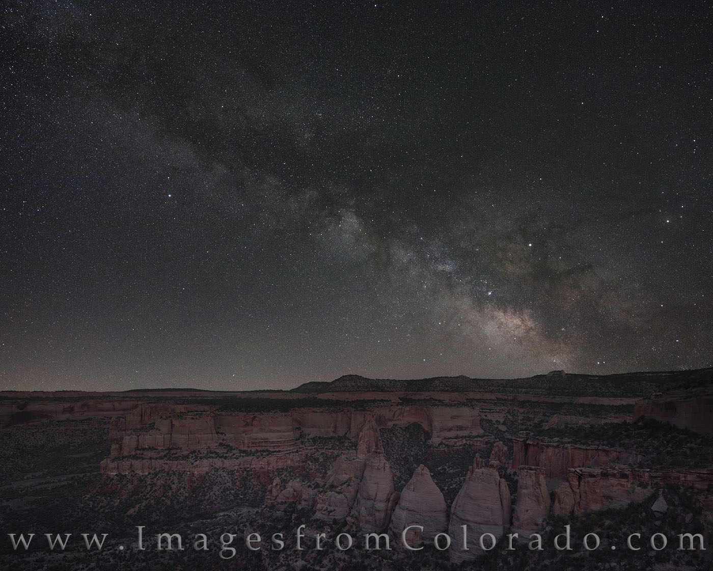 From the Coke Ovens in Colorado National Monument, the Milky Way begins its ascent into the night sky. This Milky Way image is...