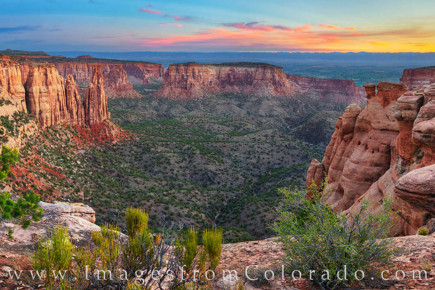 On a perfect summer morning, Monument Canyon welcomes the first light of day. From a rock cliff high above the valley below...