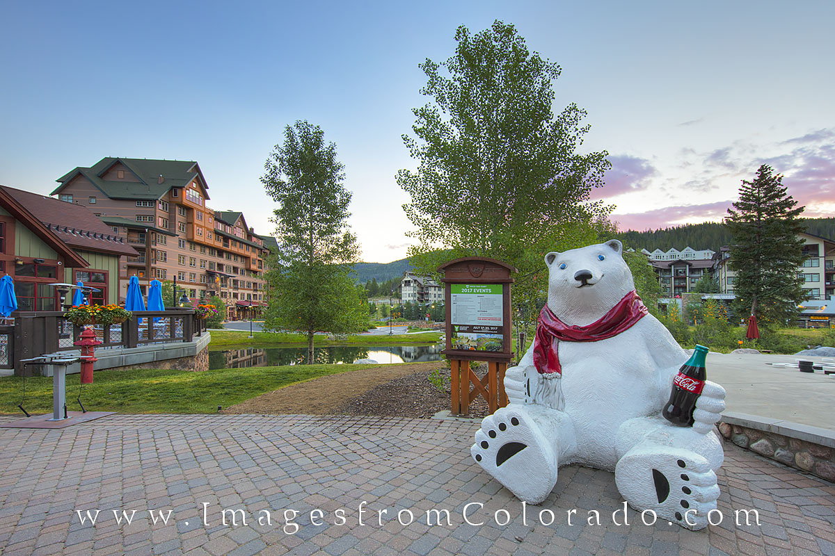 Mr. Polar Bear greets visitors and tourists at the Winter Park ski base in Grand County, Colorado.